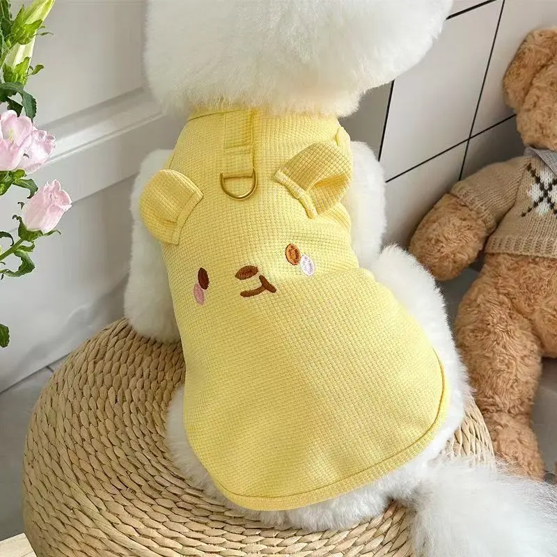 Quần áo cho chó cưng, Phong cách Nhật Bản và Hàn Quốc Ins, Thích hợp cho mùa xuân và mùa hè, Hàng mới về, Thích hợp cho Teddy, Bichon, VIP, Áo vest Waffle kéo real  dog  shoes