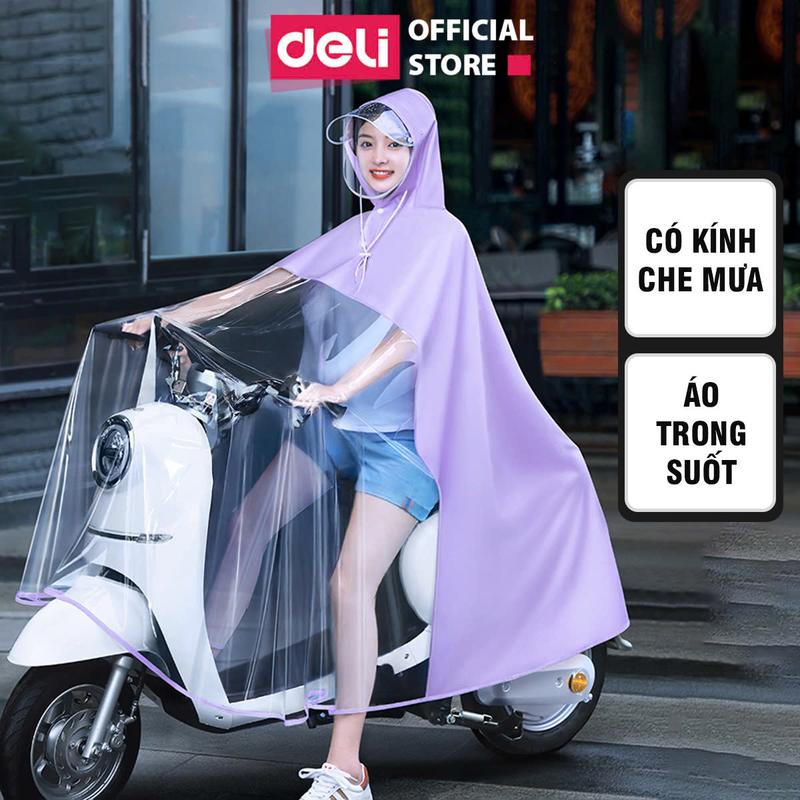 Áo mưa nửa trước trong suốt đi xe máy đi bộ người lớn áo mưa kèm kính chắn mưa và tai gương trong suốt chất liệu chống thấm