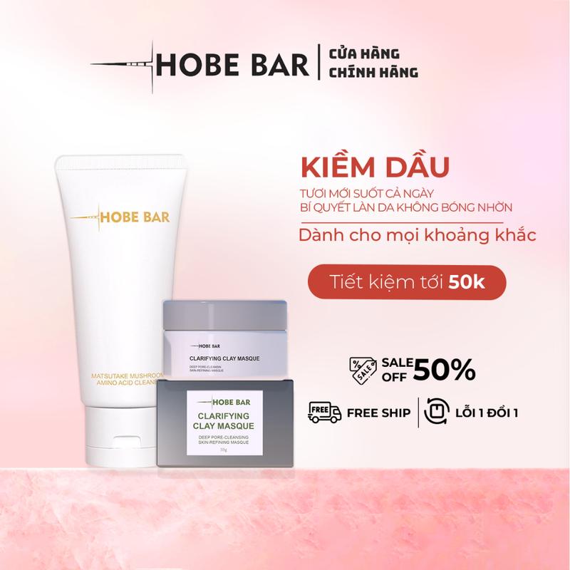 Combo Mặt Nạ Đất Sét 55G + Sữa Rửa Mặt 50ML HOBEBAR Hỗ Trợ Làm Sạch Sâu Lỗ Chân Lông Hỗ trợ Cấp Ẩm Cho Làn Da Chắc Khỏe pham orb hobe bar Skincare Serum Facial Cleansers