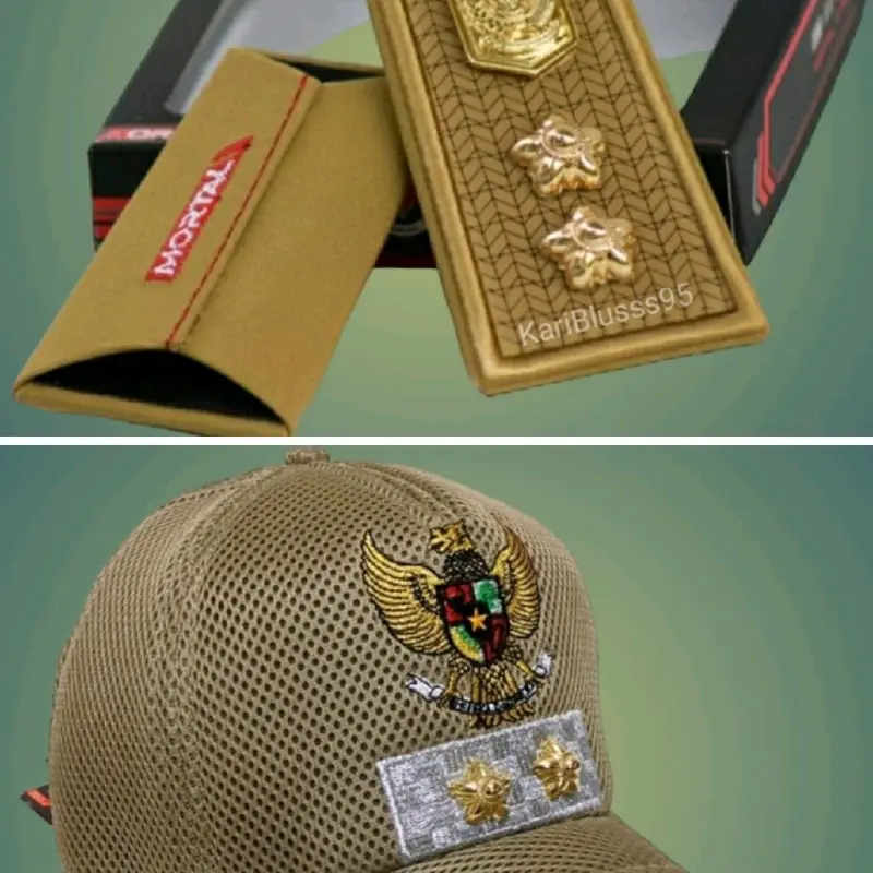 PAKET 2PCS TOPI DAN PANGKAT KADES, LURAH 2 BINTANG Baret Elegan 0