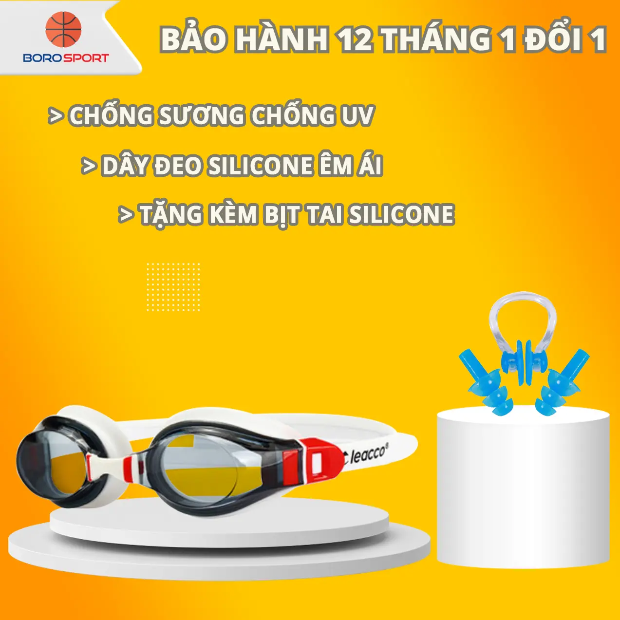 Kính Bơi Tặng Bịt Tai Bơi KIếng Bơi Chính Hãng Chống Sương Chống UV Đệm Mắt Cao Su Dây Đeo Êm Ái Cleacco SG1670 Boro Sport