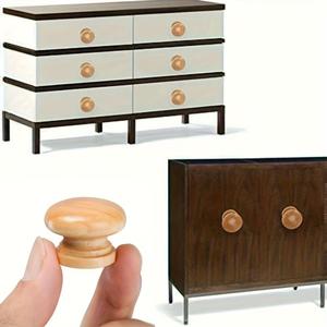 Juego de 20 piezas con 10 mangos de madera maciza + 10 tornillos, para cajón de tocador, mangos de madera maciza para cajones, armarios y cajas de almacenamiento, asa de cabeza de seta de madera sólida con solo un agujero, blanco/color primario/negro