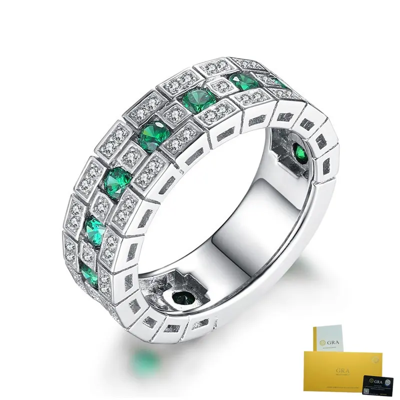 Nhẫn Ngọc Lục Bảo Cổ Điển Nhẫn Moissanite Thời Trang, Unisex, Màu Trắng, Có Giấy Chứng Nhận Gra