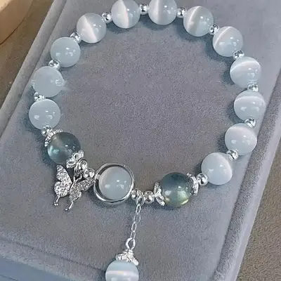 Store White Moonstone Bracelet Grade A 8.5mm Blue Flash White Moonstone Beaded Bracelet Stack Bracelet Gift Bracelet Soothing & Healing Bracelet