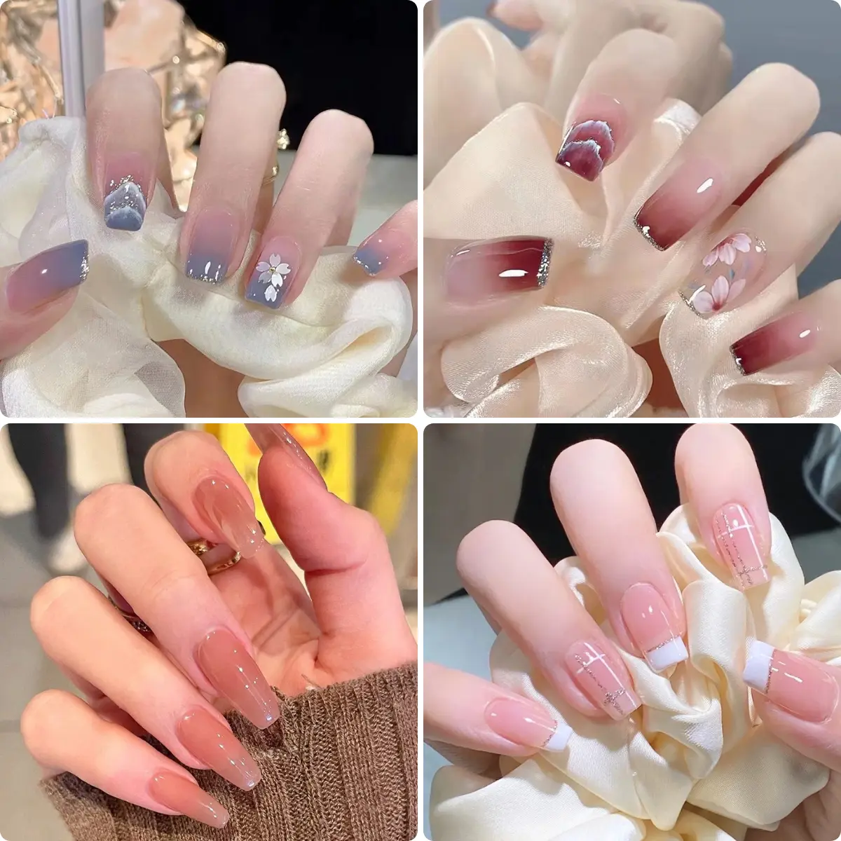 Fake Nails 24 Pcs of Ballet Nail Art Nails Fleshy Pointed Nail Stickers