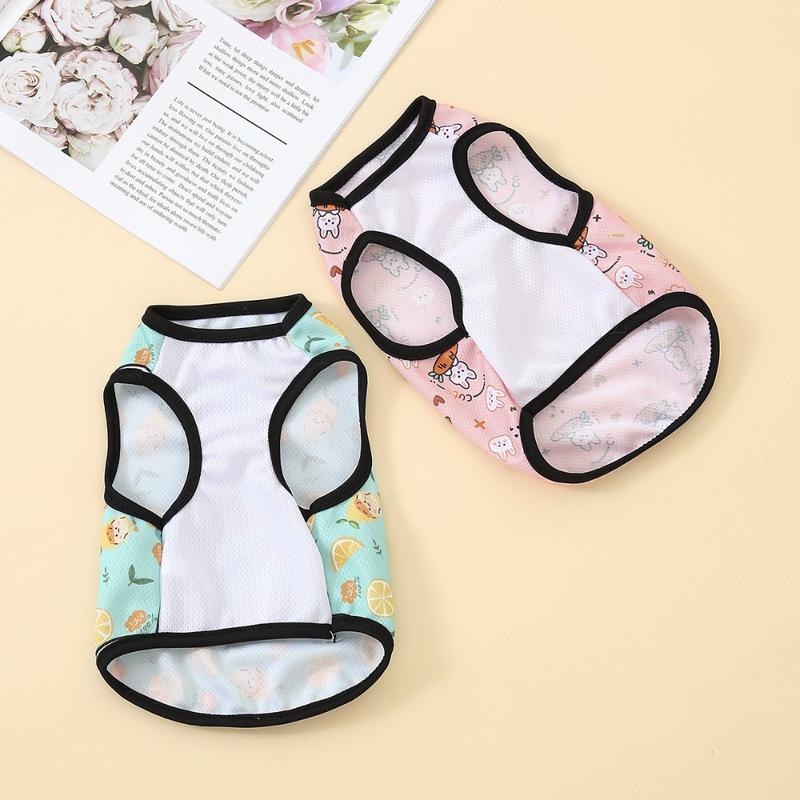 New Cute Pet Dog Clothes Small Medium Dog Comfortable Pet Vest Cartoon Printed Pattern Breathable Dog T-shirt 7