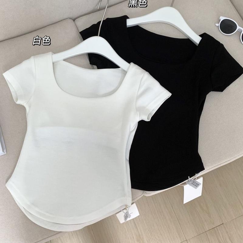 Product Introduction of Áo Ngắn Dáng Ôm Phong Cách Hàn Quốc, Có Đệm Ngực, Cổ Vuông, Áo Thun Vai Thông Thường Dành Cho Nữ, ngắn Tay, Thiết Kế Đẹp Mùa Hè, Độc Đáo, Thích Hợp Để Đặt Hàng Trong Vòng Một Tuần, Niche 9