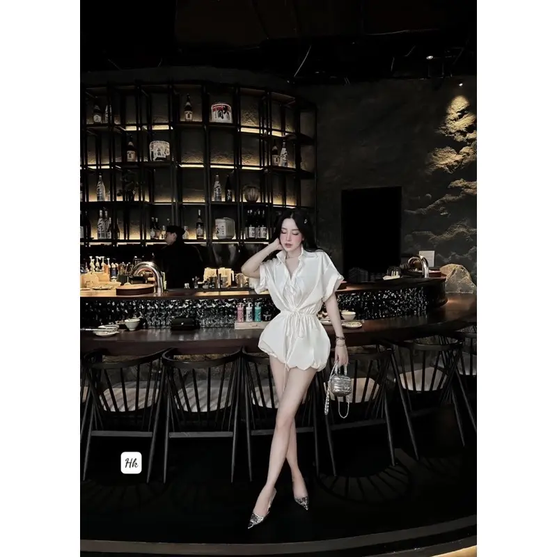 S179 ￼Set JUM Áo sơ mi tay lỡ với quần quả bí có chun eo nhẹ nhàng Nữ Women 5