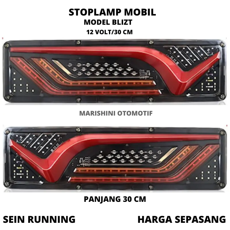 Lampu Variasi Rem Belakang Stoplamp Stop Lamp LED Model Blitz ST 1237 Mobil Pik up Pickup L300 New Carry Granmax Panter Apv Katana Engkel Hino Dutro Fariasi 12 V Volt 30 Cm car