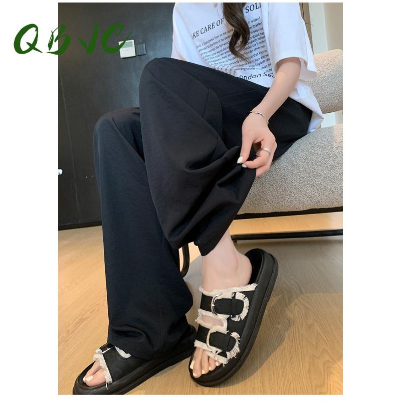 Quần Ống Rộng, Dành Cho Nữ, Cạp Cao, Màu Trơn Quần Ống Đứng, Dáng Rộng Vừa Vặn, Thích Hợp Đi Làm Và Mặc Thường Ngày QBVC 7