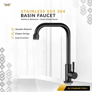 Keran Sink Angsa Wastafel Tanam Kotak SUS 304 Rotating Tap Basin Faucet Black