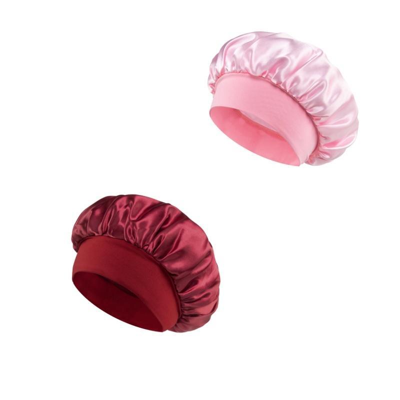 Satin Bonnet for Sleeping, 2 Counts Breathable Elastic Hair Bonnet for Women, Multifunctional Solid Color Hair Cap for Face Washing, Makeup, and Spa, Cool Bedroom, Girl Bedroom Accessories, Christmas Gifts, Christmas Decorations 2