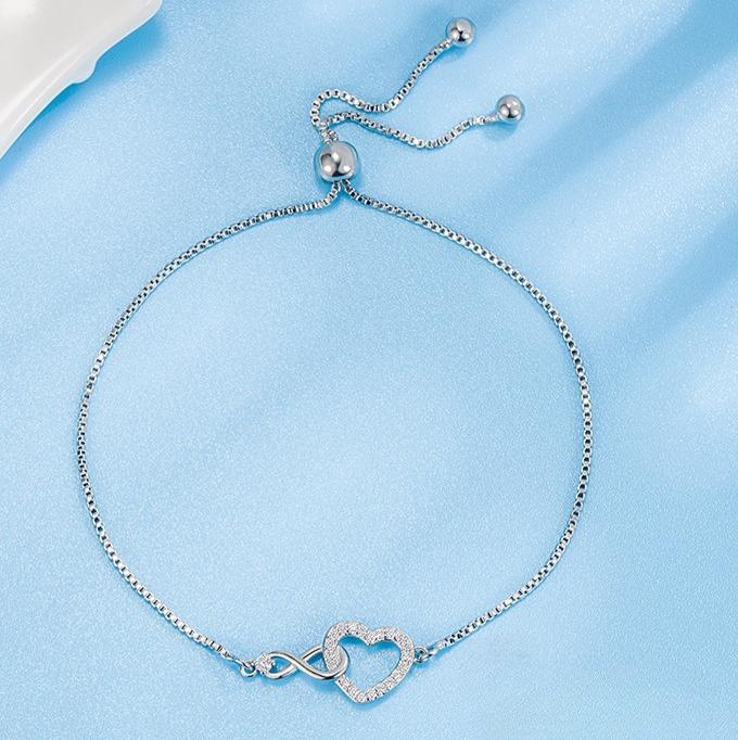 Product Introduction of Infinite Love Bracelet New Creative Love Bracelet Female Zircon Element Temperament Bracelet  Personalized Push-pull Light Bead Hand 15