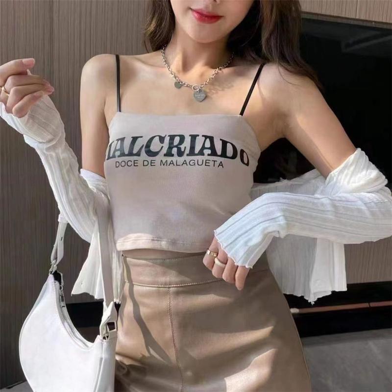 Áo Vest Yếm In Chữ, Thiết Kế Lưng Đẹp, Có Đệm Ngực, Thích Hợp Cho Các Cô Gái Nóng Bỏng Mặc Cho Bên Trong Và Ngoài Trời, Áo Ống Ngắn, Đồ Lót 2