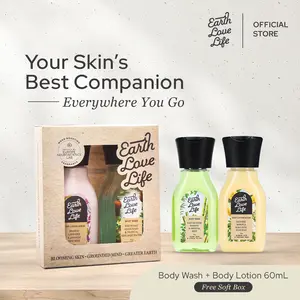 [HAMPERS SESERAHAN] Earth Love Life Travel Set Bundle Body Wash & Body Lotion 60mL | Body Care Set | Wangi | Premium | Gift | Seserahan | Sabun Harum | Cooling Sensation | Sensasi Dingin