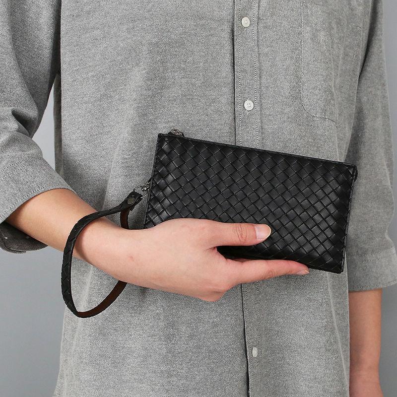 Product Introduction of 20252023 New Men's Clutch Fashion Wallet Business Leather Woven Versatile Handbag Young Men's Clutch Bag 0