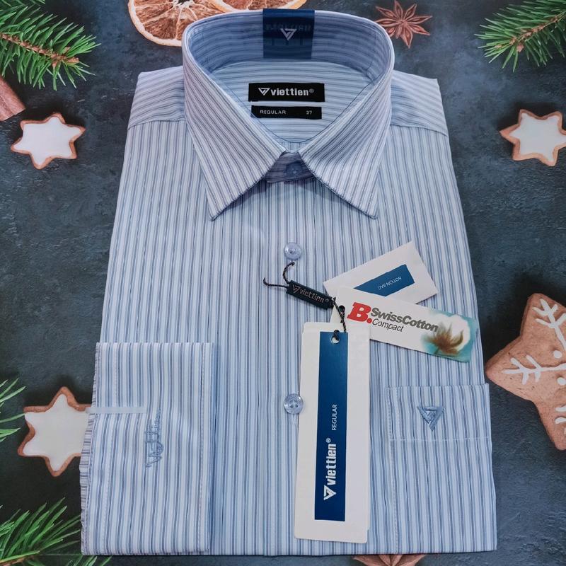  Áo dài+ngắn VIỆT TIẾN sơ mi nam ,lai bầu vải 100%cotton phom xuông REGULAR Menswear 