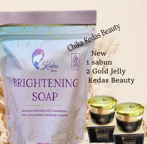 1 PCS SABUN BRIGHTENING SOAP & 2 GOLD JELLY NEW KEDAS BEAUTY Mencerahkan Perawatan Wajah