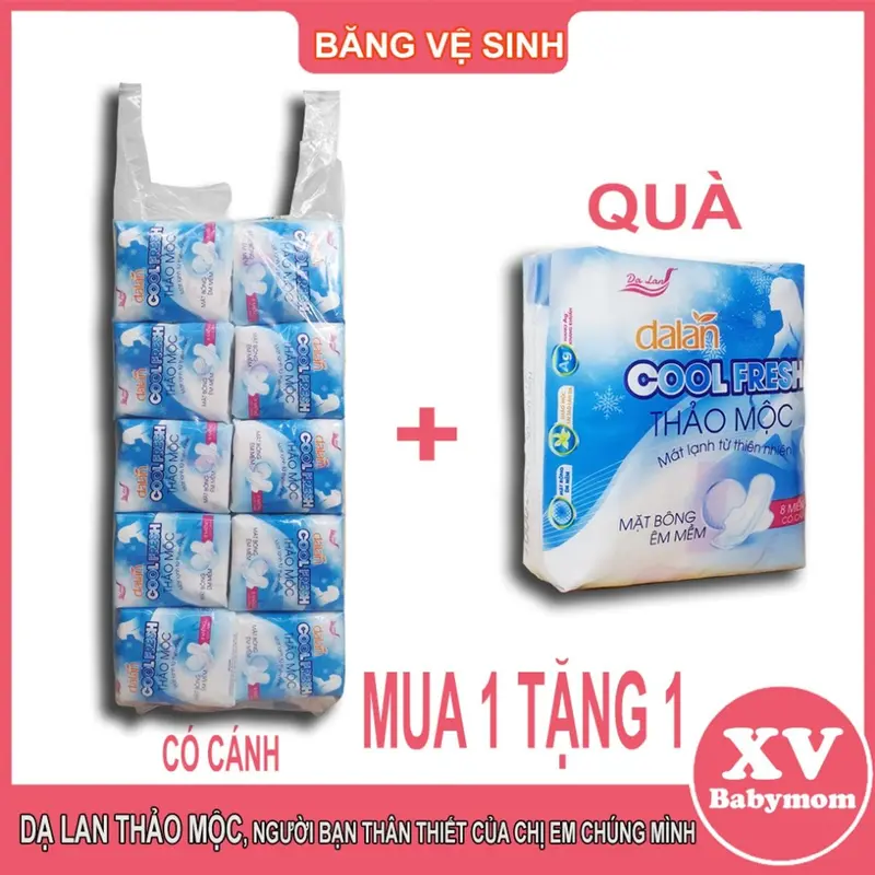 Combo 10 gói tặng 1 gói băng vệ sinh thảo mộc Dạ lan [voucher 7k] siêu thấm hút, mát lạnh, chống tràn rất hiệu quả gói 8 miếng bề mặt bông mềm Tampon Nữ 0