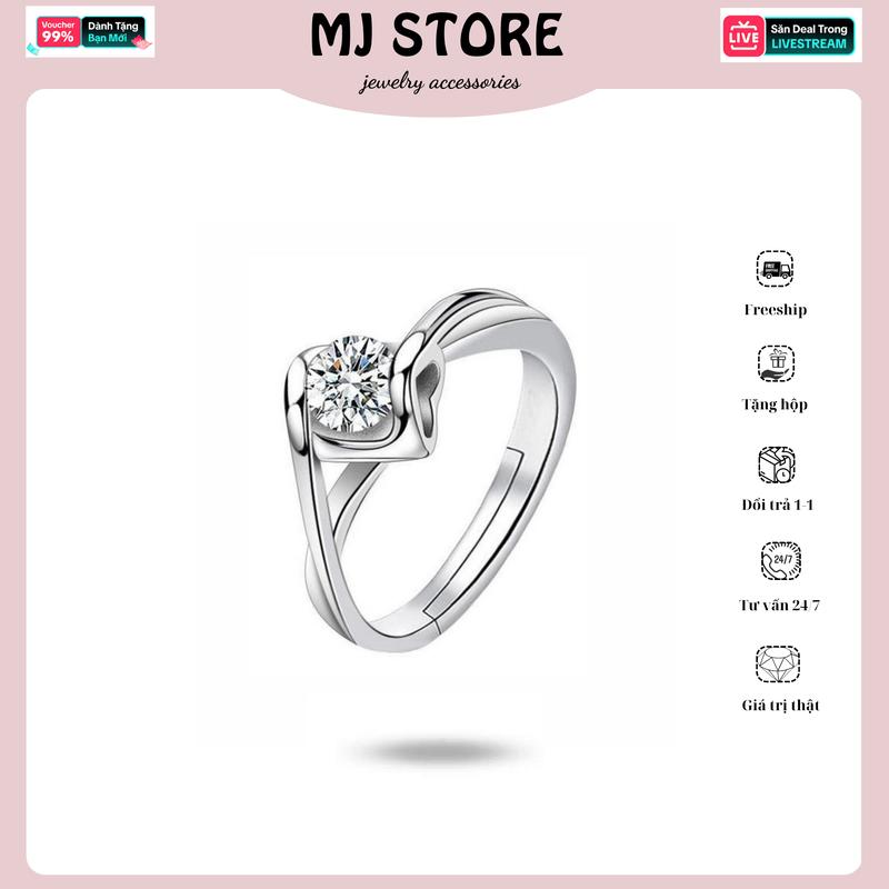 Vivi Nhẫn Moissanite, Thiết Kế Hình Trái Tim, Với Kiểu Hôn Thiên Thần