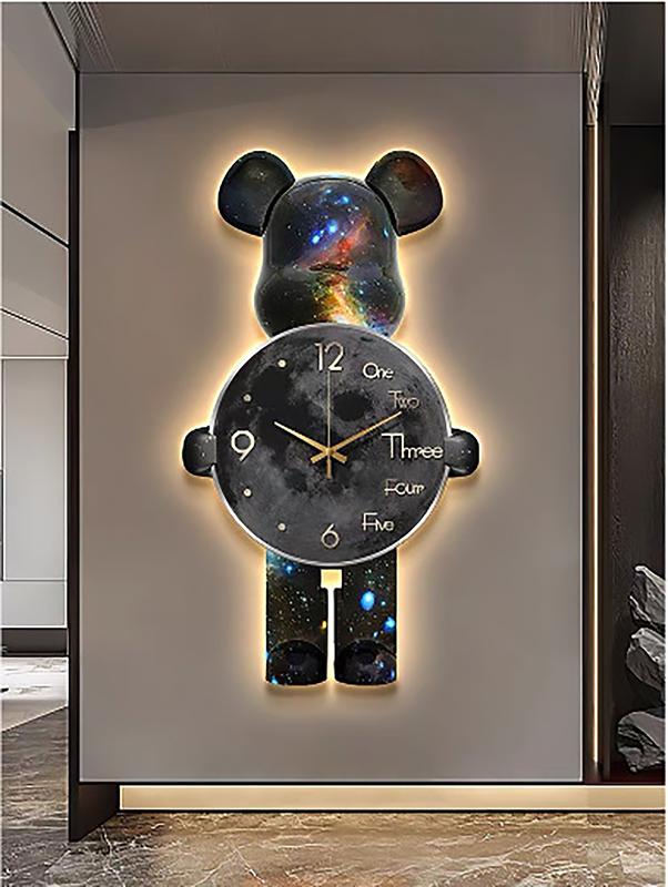 Đồng hồ treo tường tráng gương cao cấp Gấu Bearbrick đèn led hiện đại treo phòng khách, phòng ngủ, gaming ,quần áo Decor Trang Trí Nhà Trang Trí