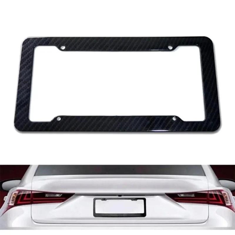 Product Introduction of COD FREE Shipping for Front Rear Black Carbon Bracket W/ Screws,Universal American License Plate Frame Auto AccessoryFiber Number  TAG Cover 19