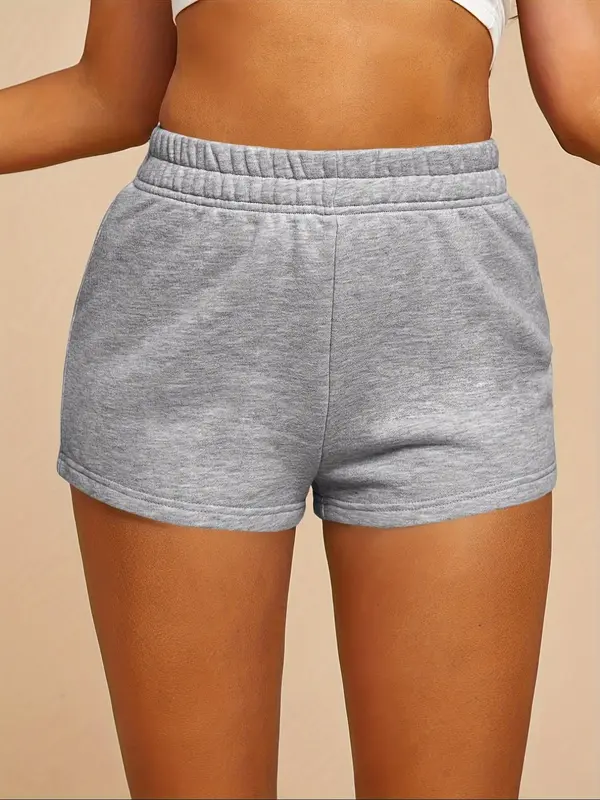 Women's Plain High Waist Skinny Shorts, Casual Elastic Waist Shorts for Summer, Ladies Bottoms for Daily Wear 2