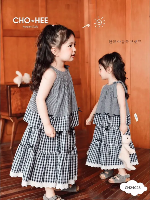 Set Váy caro siêu hot hit cho bé gái đi tiệc đi chơi 0