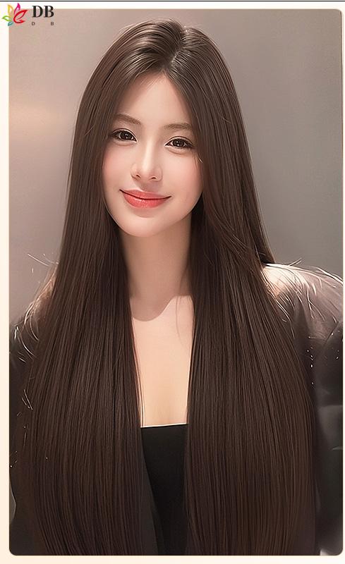 Product Introduction of Wig renda dahi untuk wanita dengan rambut lurus panjang gaya rambut kepala penuh belahan tengah alami set wig kepala penuh lurus panjang hitam 5
