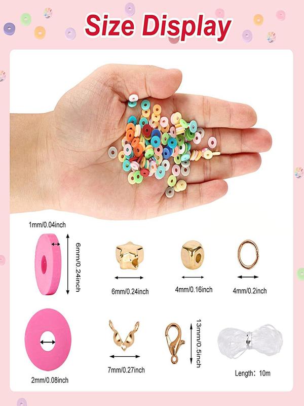 Summer 2024 Clay Beads As Kids Stocking Fillers, Simple Diy Jewelry Making Kit for Bracelet Necklace Making, Diy Fashion Kawaii Jewellery Accessories Kit for Developing Your Kids Skills, Vintage Jewelry Jewelry Set for Women 9
