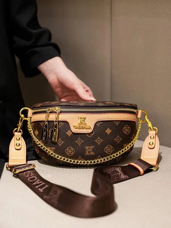 Women's Fashionable Geometric Pattern Crossbody Bag, Casual PU Leather Zipper Shoulder Bag for Daily Used, Trendy Versatile High-quality Daily Commuting Bag 6