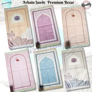 Sajadah Arbain Suede Besar Ukuran 70 X 110 CM Bahan Suede Premium Halus Lembut Motif Yakar Rawdah Printing Fashion Muslim Perlengkapan Sholat Souvenir Hantaran Pernikahan Oleholeh Umroh Haji Turki