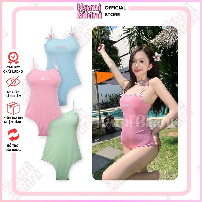 Bikini 1 mảnh đính nơ dễ thương Bébé, sẵn đêm mút, Đồ bơi liền thân cho nữ phong cách ngọt ngào pure desire [ M04 ]