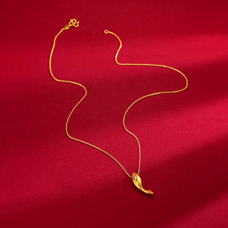 Korean and Japanese Fashion Style Imitation Gold Small Dolphin Necklace Clavicle Chain Wholesale Women's Gold-Plated Dolphin Small Fish Clavicle Necklace 2
