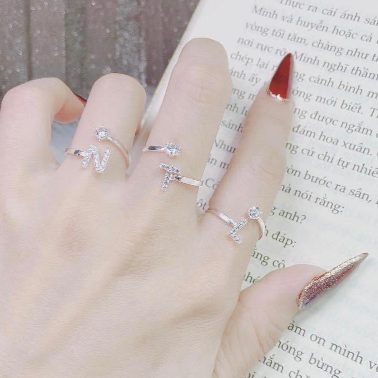 Nhẫn chữ bạc ta cho nữ có đủ chữ cái _ bạc đẹp hải hạnh HHJ