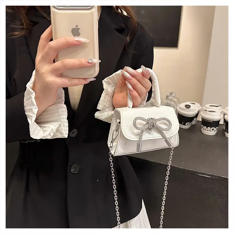 [Hàng QC L1] Túi Xách Nữ Mini Nơ Đính Đá Phối Đồ Siêu Xinh Yu79