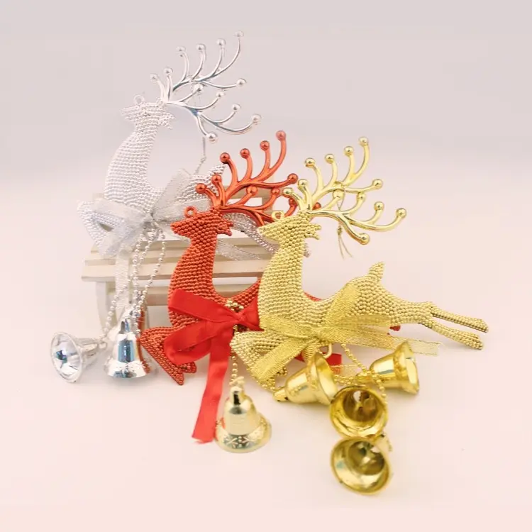 Cây Thông Noel Nai Sừng Tấm Sáng Bóng Có Chuông, Trang Trí Cây Thông Noel, Trang Trí Treo, Đồ Trang Sức Tiệc Tùng