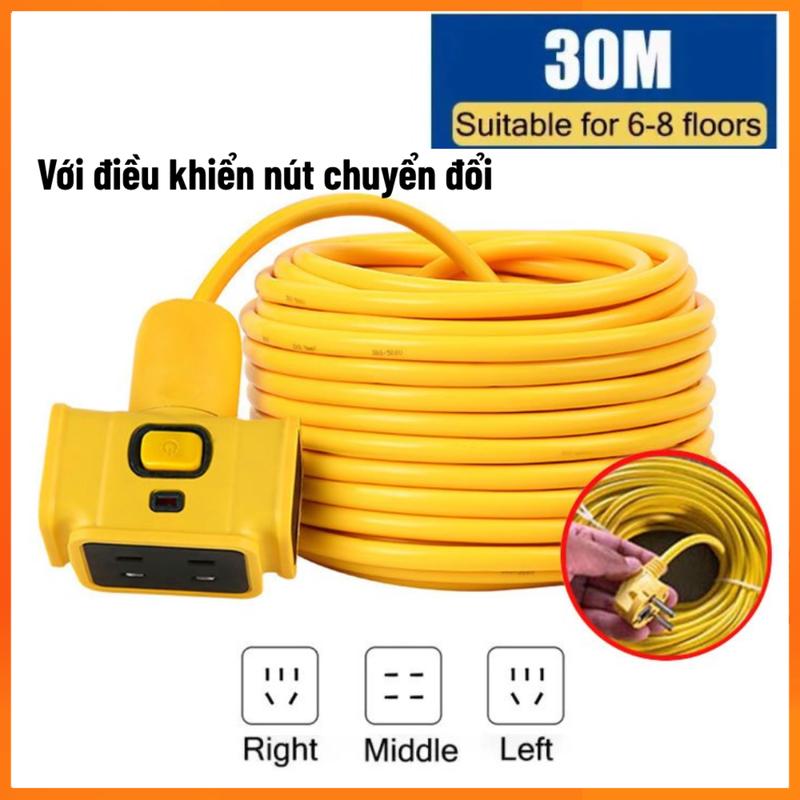 Cuộn Dây Điện Dài 30M Kèm Ổ Cắm, Với điều khiển nút chuyển đổi ,Phích Cắm Đúc Chịu Lực Cao Đa Năng Tiện Lợi Dài, Dây Cấp Nguồn 220V