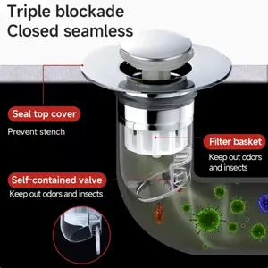 [COD] Saringan Wastafel Penutup Bak Cuci Piring Filter Afur Pembuangan Katup Per Otomatis Penghilang Bau Tahan Karat