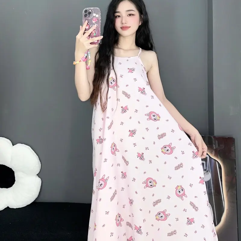 Đầm 2 Dây Cổ Yếm Vải Đũi Xốp Hoạt Hình(A59) 1