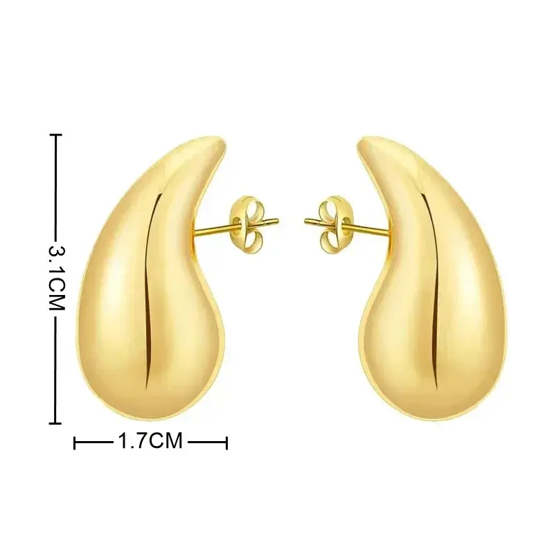 Bông Tai Hình Giọt Nước, Thiết Kế Mới Hợp Xu hướng, Màu Vàng Kim, Kích Thước Chunky, Phong Cách Giả, Dành Cho Phụ Nữ, Cá Tính Sáng Bóng, Quà Tặng Trang Sức 8