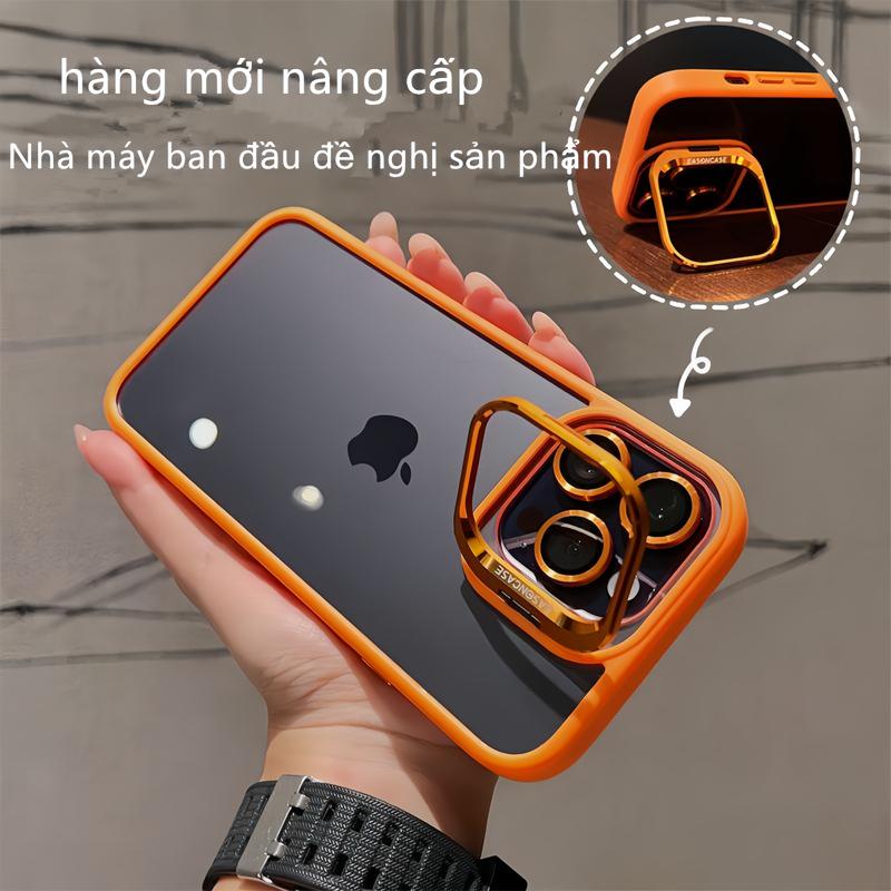 Giá đỡ gấp vô hình sang trọng, Ốp Điện Thoại h cho iPhone 16 15 12 13 14 Pro Max 11, vỏ có vòng Màng Bảo Vệ Ống Kính, giá đỡ kim loại, cẵn mềm, nắp lưng cứng trong suốt cases