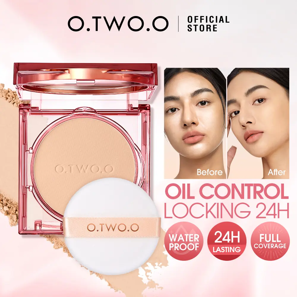 O.TWO.O Oil-control Compact Powder Foundation Waterproof Matte Face Powder With Free Puff