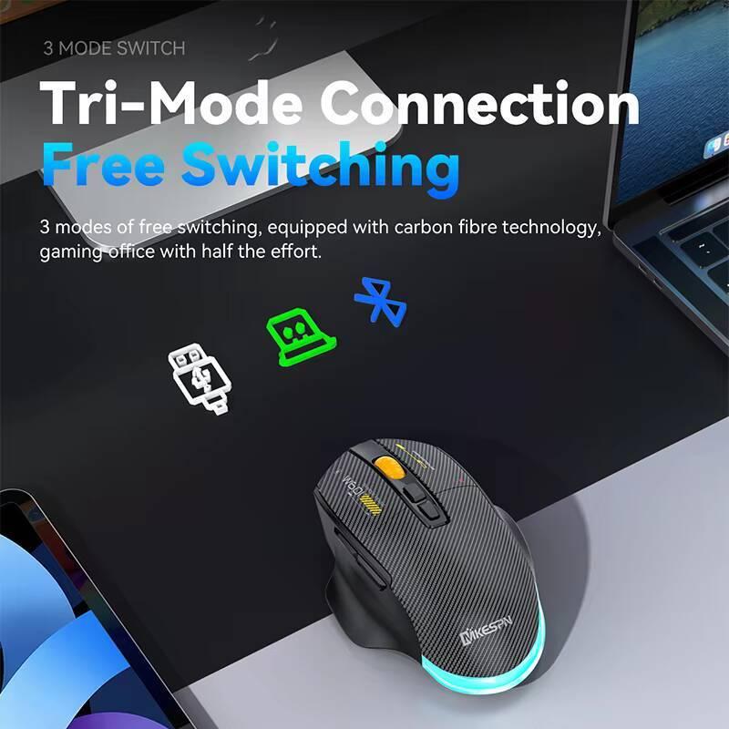 Bluetooth+2.4G+Wired E-sports Gaming Mouse 7-key Macro Defined Button ...