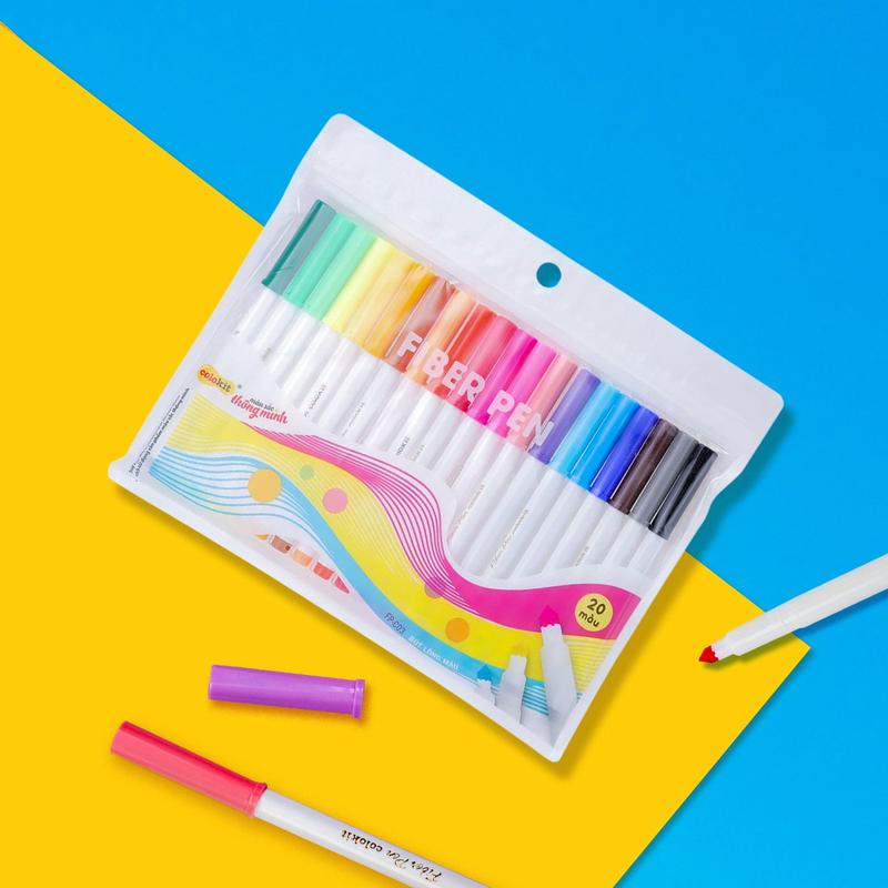 Bút lông màu Fiber Pen Thiên Long Colokit - Có màu rửa được ngòi bấm đầu ngòi êm trơn mực an toàn tiêu chuẩn Châu Âu