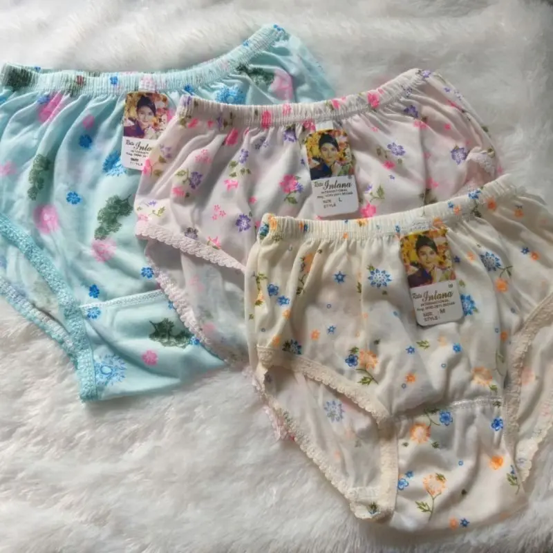 TERMURAH 6 Pcs celana dalam wanita kain katun motif bunga M,L,XL,3L,4L murah LABELLAID 3