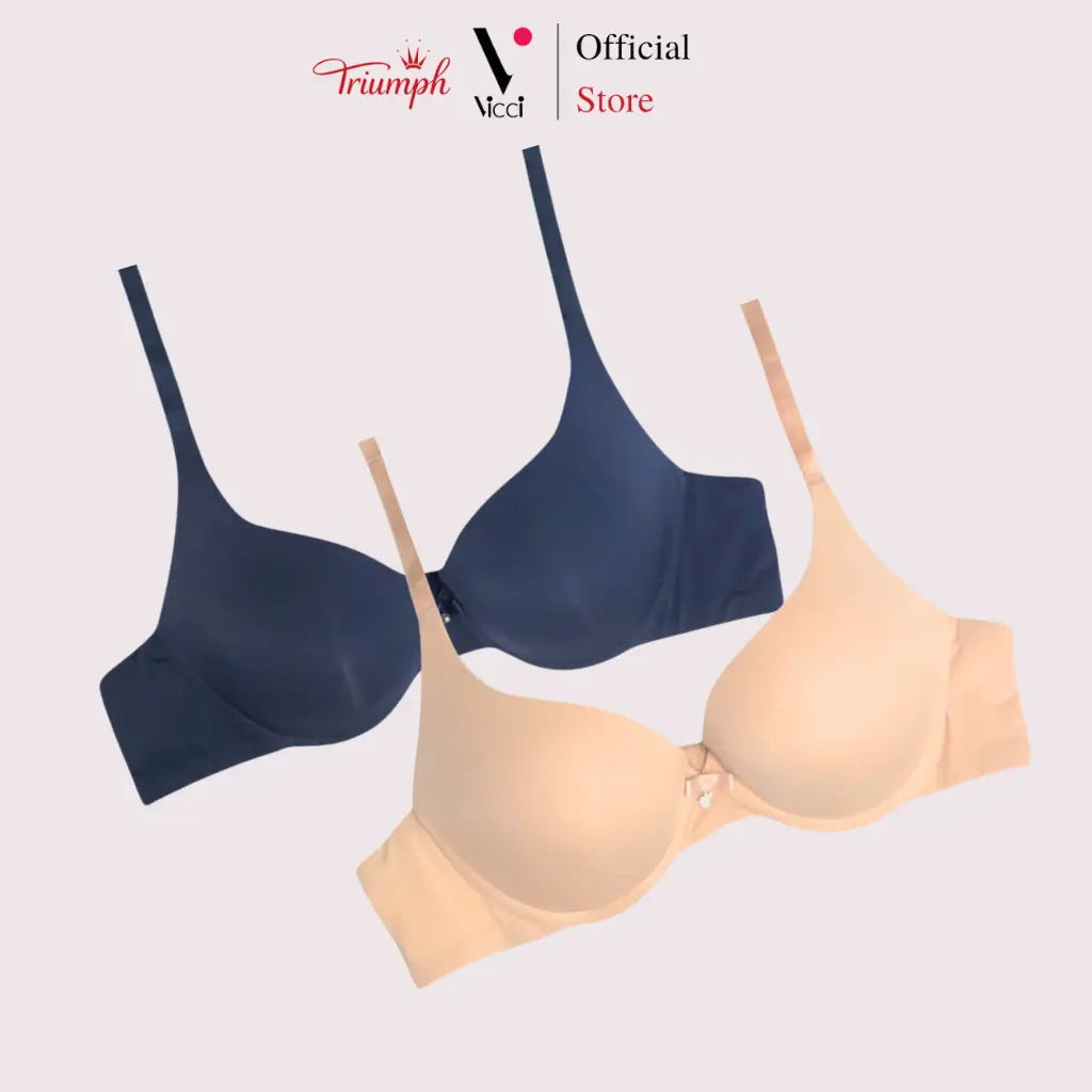 Combo 2 Áo Lót Nữ Trơn Nâng Ngực Vicci AV.10 Đệm Mút 2 Múi Dày 3cm, Có Gọng Tạo Khuôn Ngực Đầy Đặn