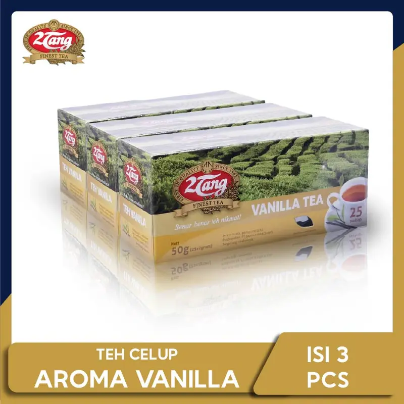 2Tang Vanilla Tea Teh Celup [3 box @25 kantong/ 2gr] Daun Hitam 0