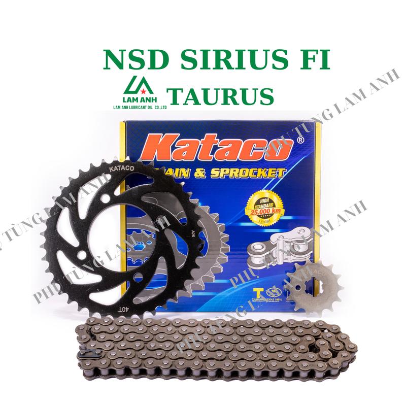 Nhông Sên Dĩa Sirius fi , Taurus KATACO - Siêu Bền, Chạy Êm  cao cấp Phụ Tùng xe máy , dĩa đen sên sám nhông sám