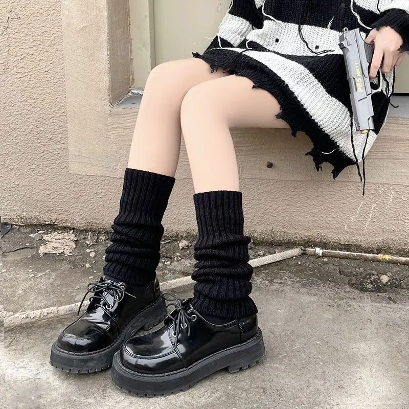 Knitted Pile Style Foot Sock Lengthened Jk Calf Socks Modified Leg Socks Leg Warmer Slimming Leg Covering Lingerie Women Lady Bridal Basic Minimalist Womenswear Comfort